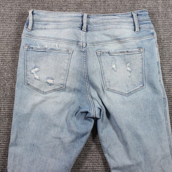 Flying Monkey Jeans Womens 31 Light Wash High Rise Flare Distressed - Picture 8 of 9